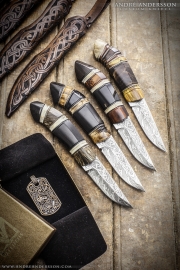 Four Scandinavian hunting knives